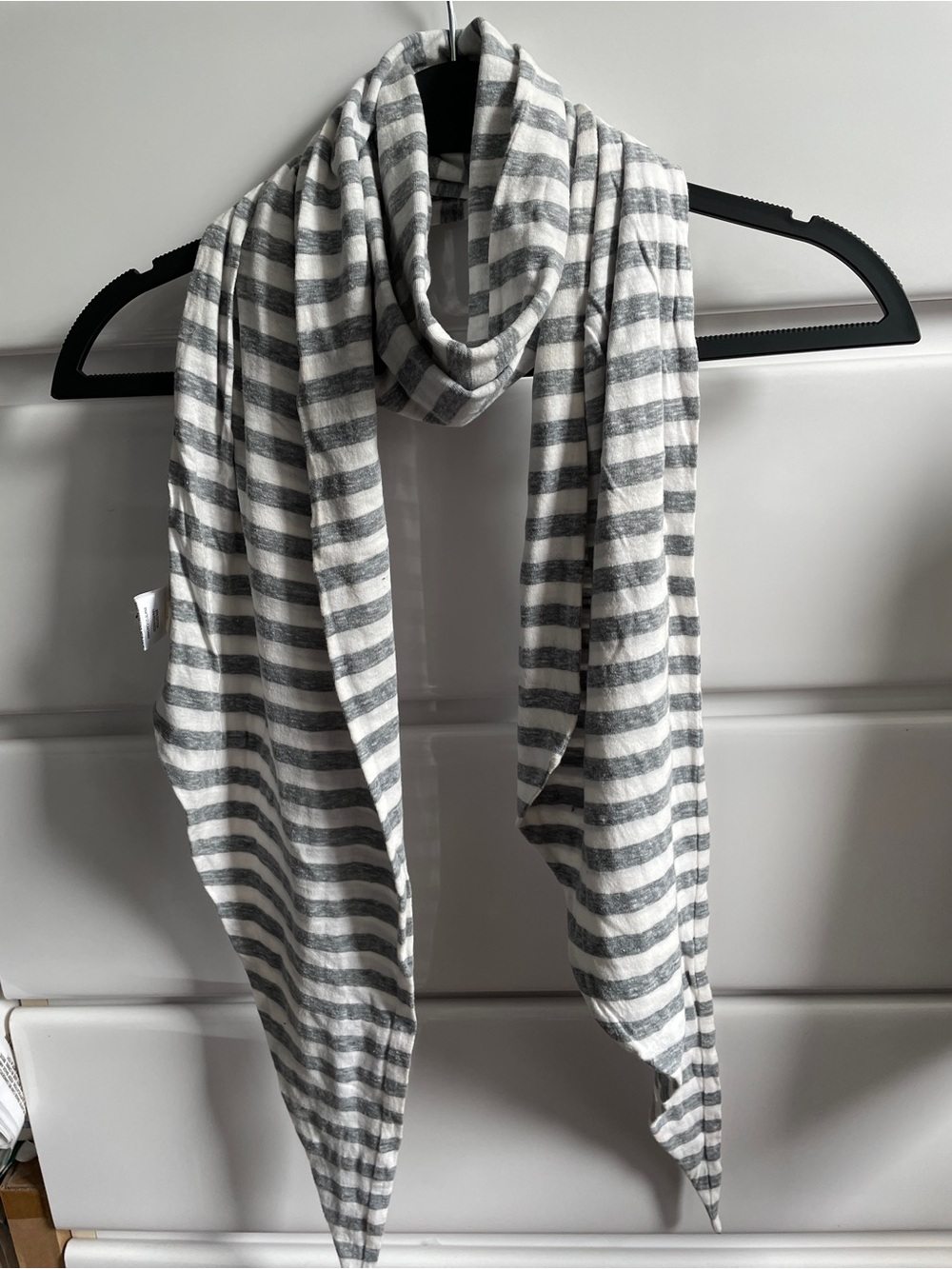 Eileen Fisher melange slub stripe grey/off white scarf.